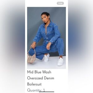 Mid Blue Wash Oversized Denim Boilersuit